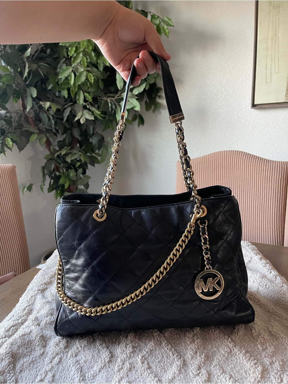 Michael Kors Black Quilted Leather Shoulder Bag